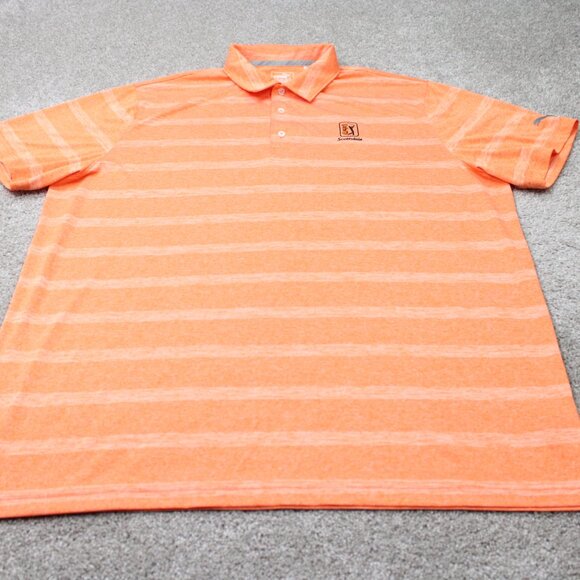 Puma Pounce Stripe Polo Cresting Shirt Mens 2XL XXL Orange TPC Scottsdale Logo - Picture 2 of 16